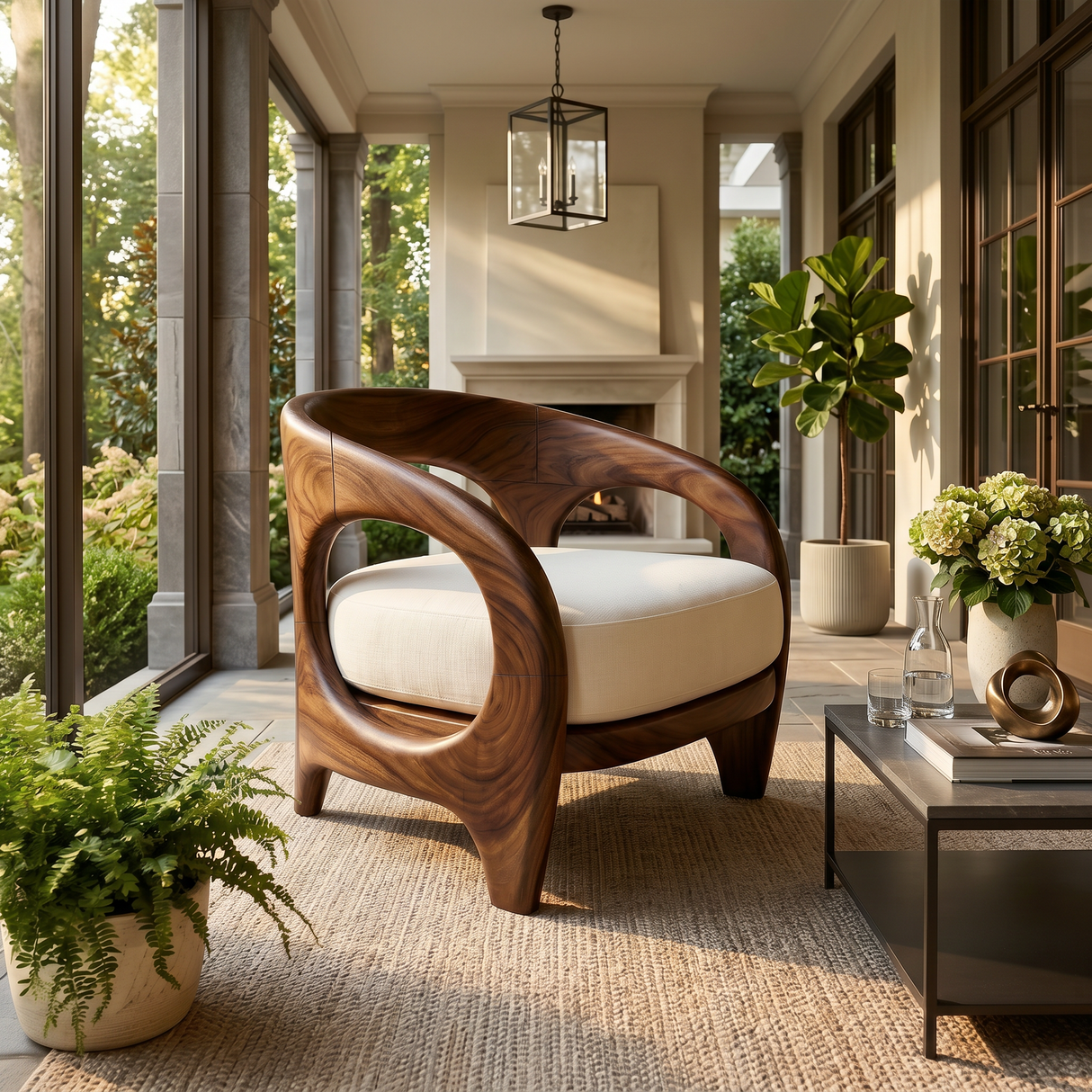 Organic Modern Sculptural Accent Chair Elegant Veranda
