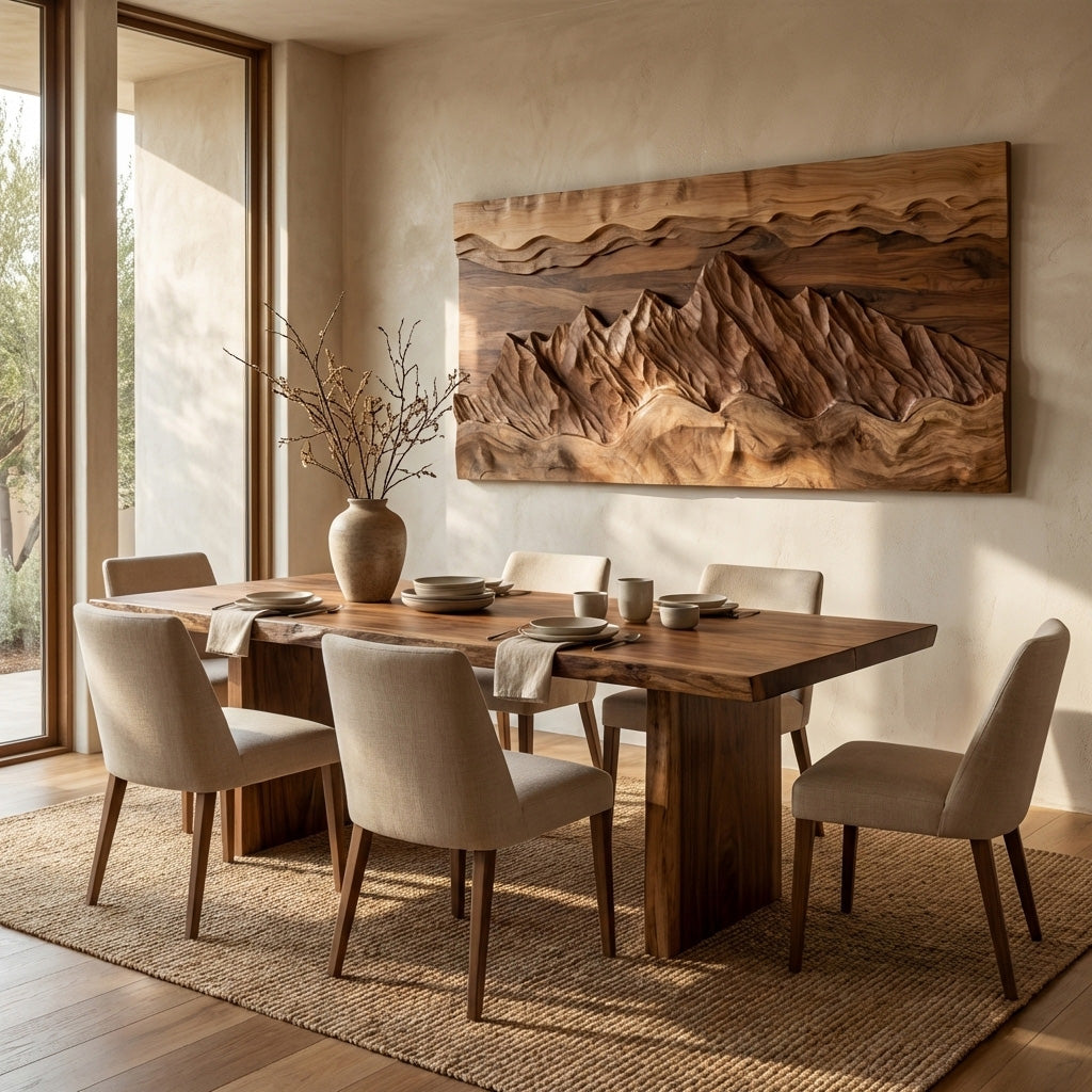 Organic Wood Wall Art Landscape Decor For Living Room