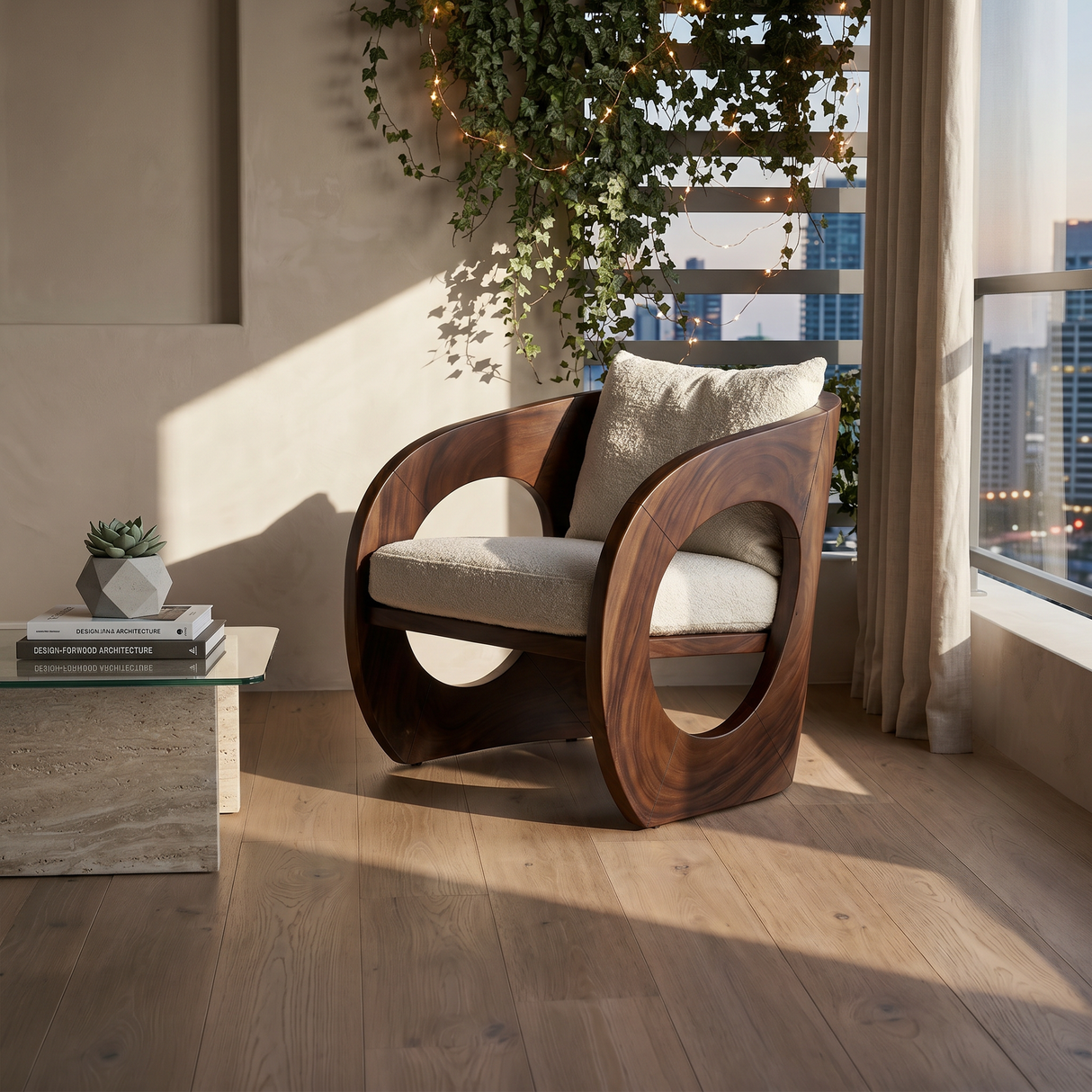 Tropical Organic Modern Wooden Chair Garden Lounge