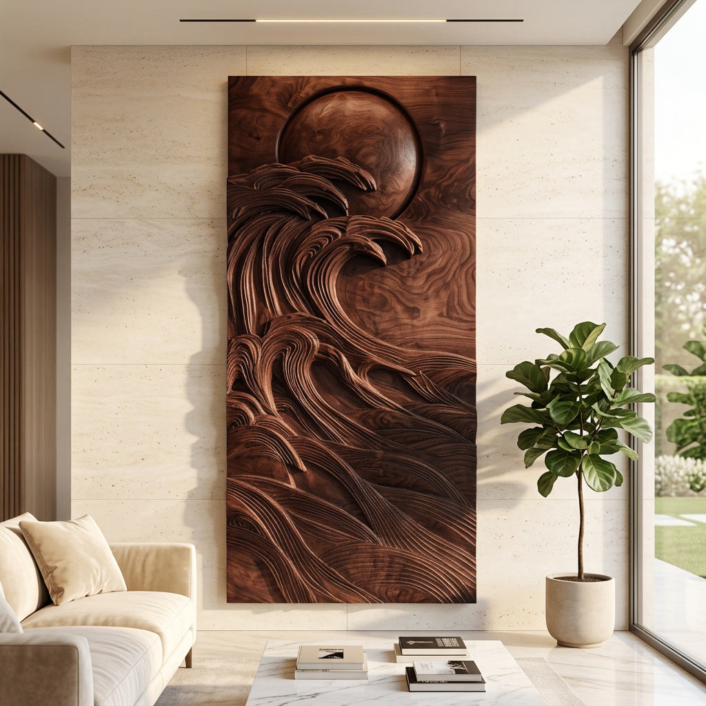Modern Coastal Ocean Wave Wood Wall Art For Home Decor