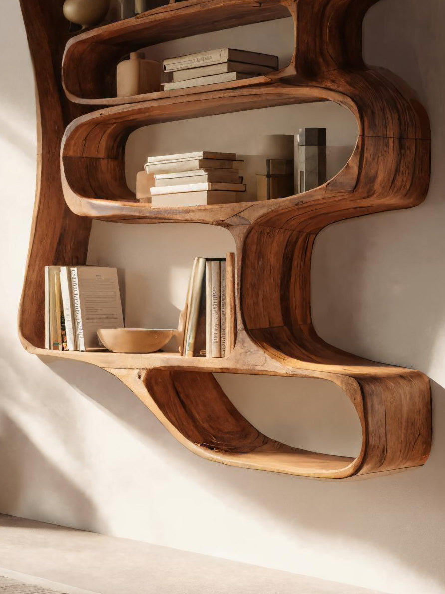 Sculptural Floating Bookshelf For Living Room Or Bedroom