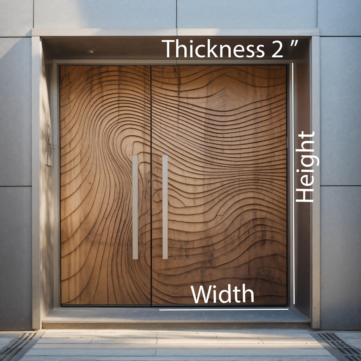 Modern Double Front Door With Wave Carved Design For Luxury Home