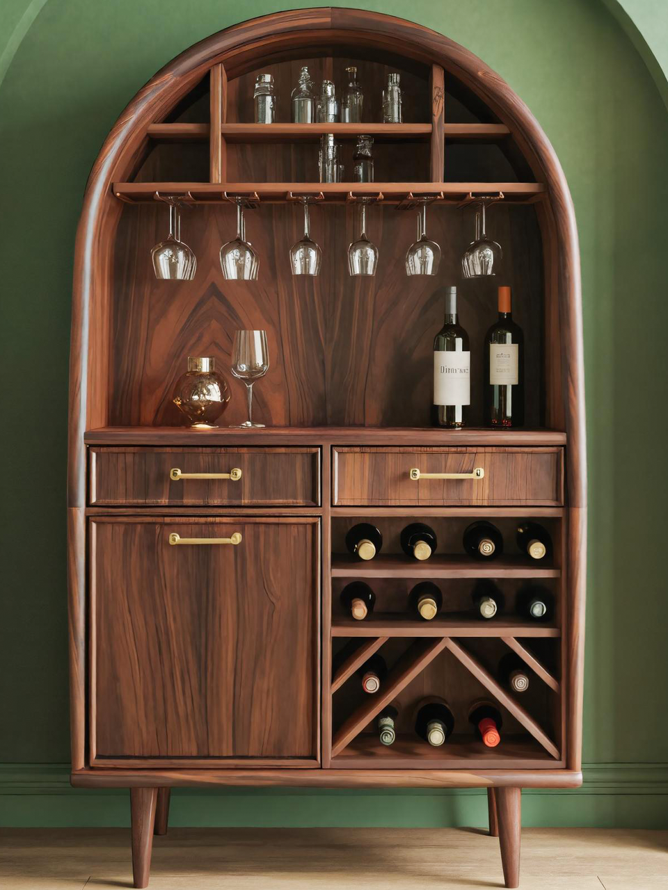 Modern Arched Wine Cabinet For Dining Room