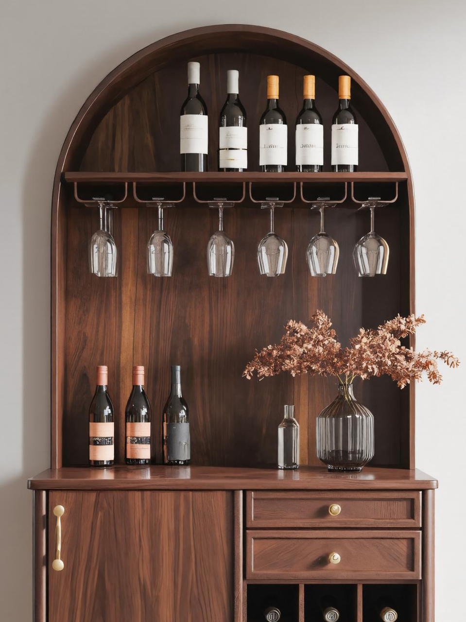 Classic Wine Cabinet With Storage For Dining Room