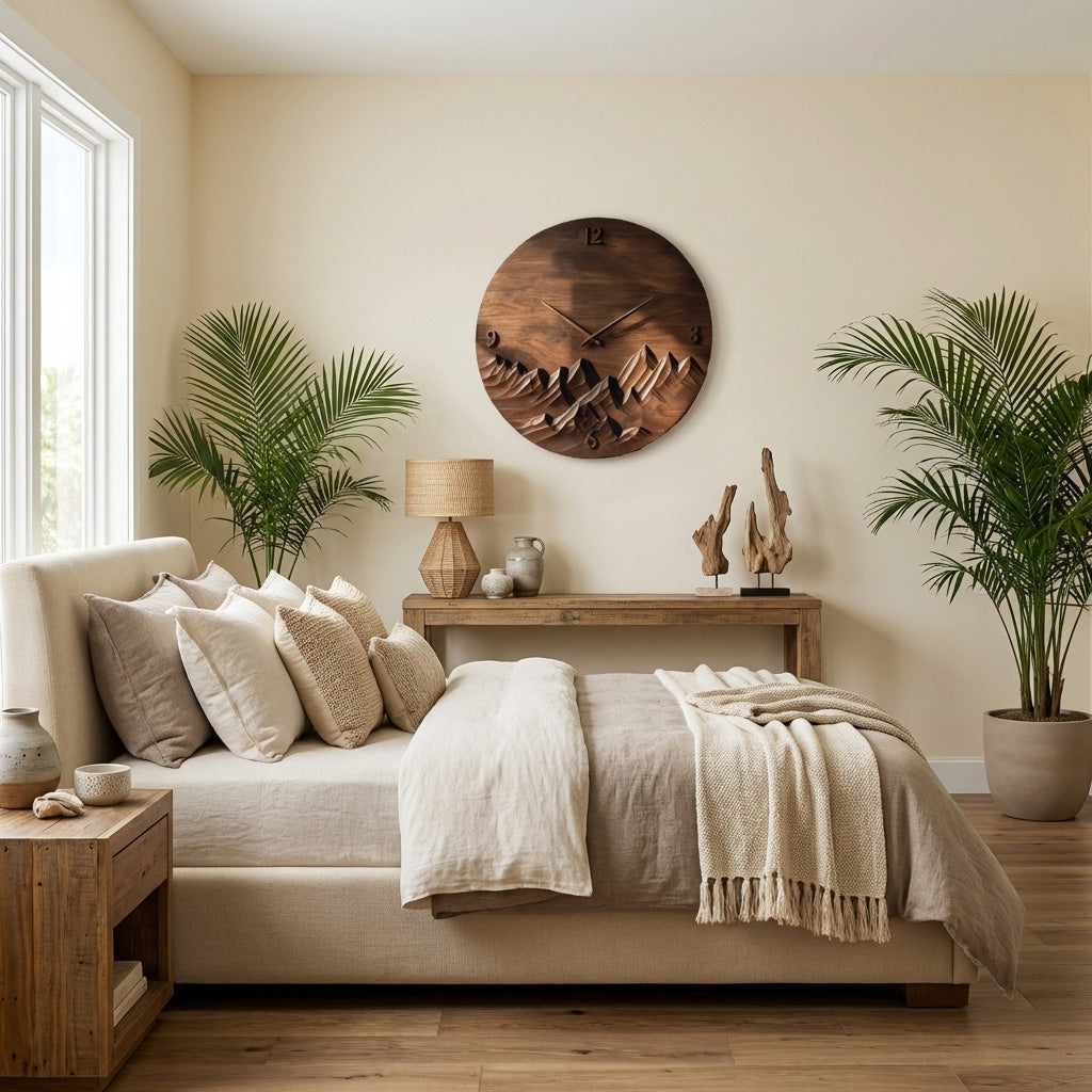 Modern Wall Clock Mountain Landscape For Living Room