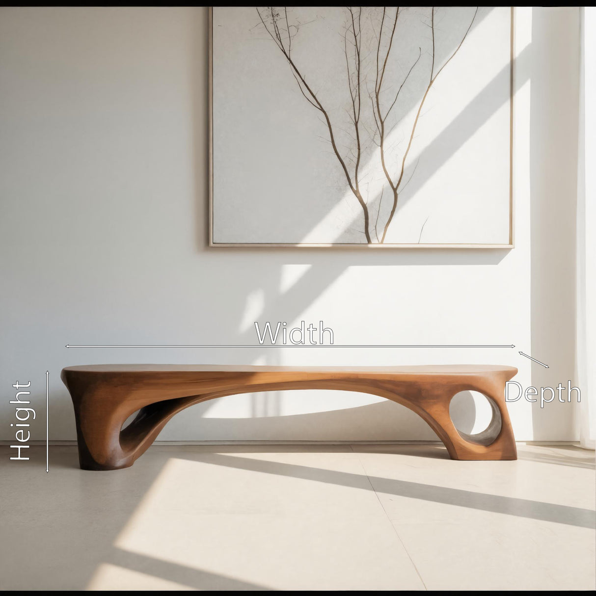 Modern Sculptural Bench With Curved Design For Living Room