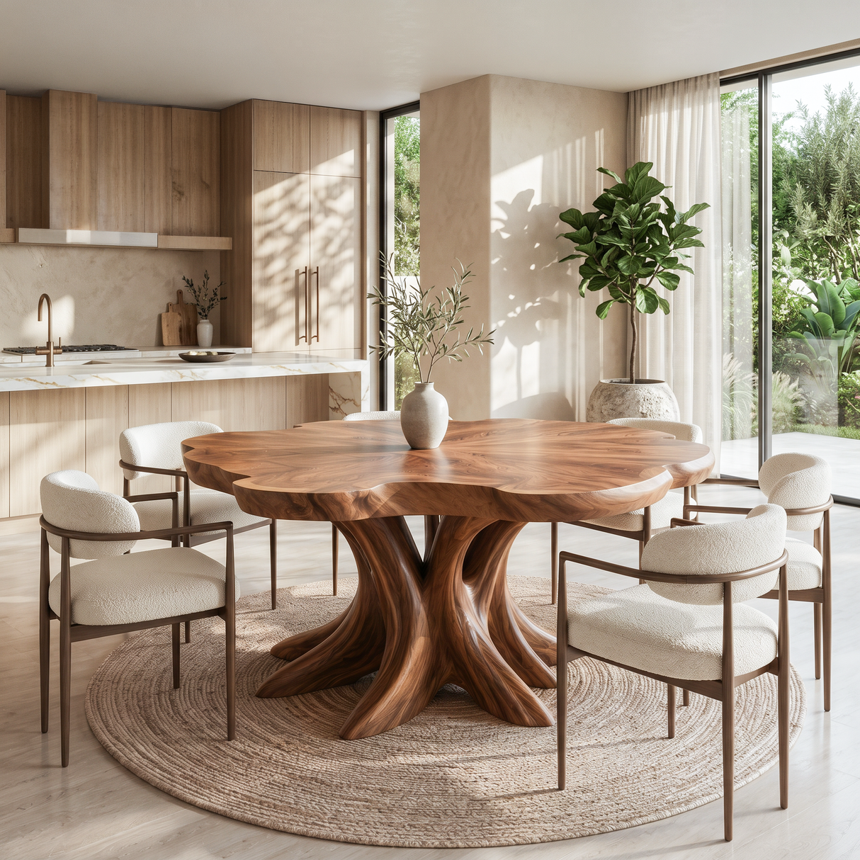 Scandinavian Wooden Dining Table For Open Concept Dining Room
