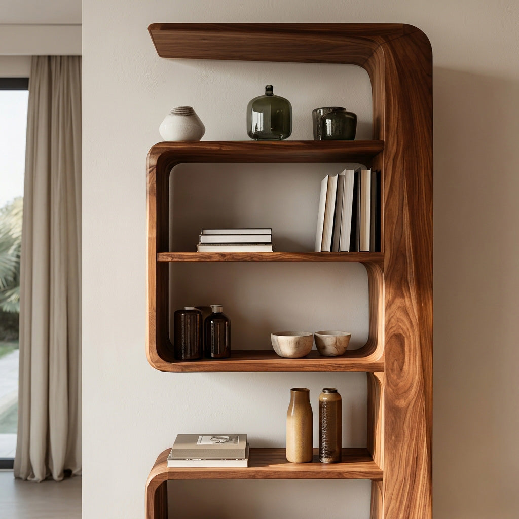 Minimalist Wooden Standing Shelf For Living Room