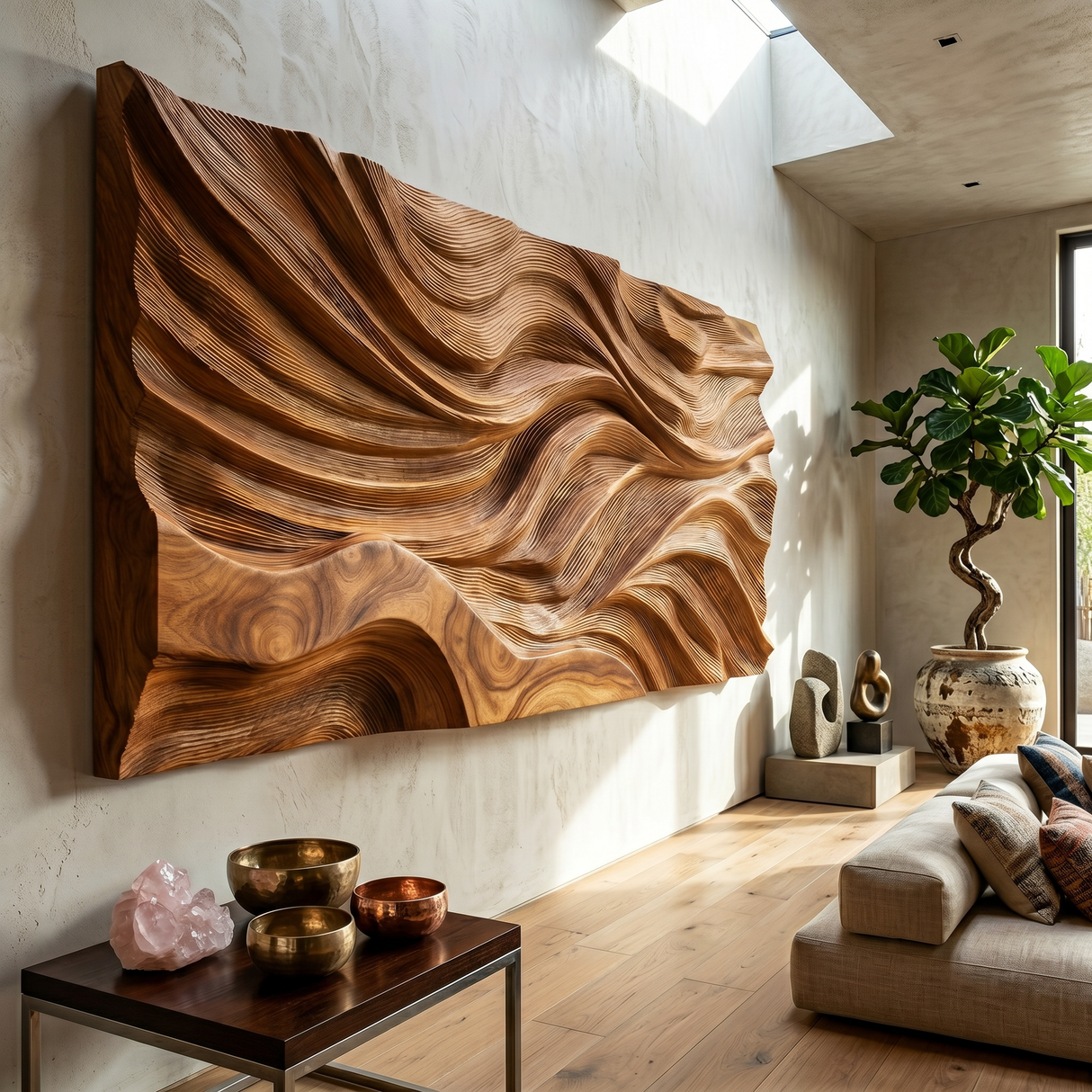 Rustic Sculpted Sunset Wood Wall Art Modern Luxury Interior