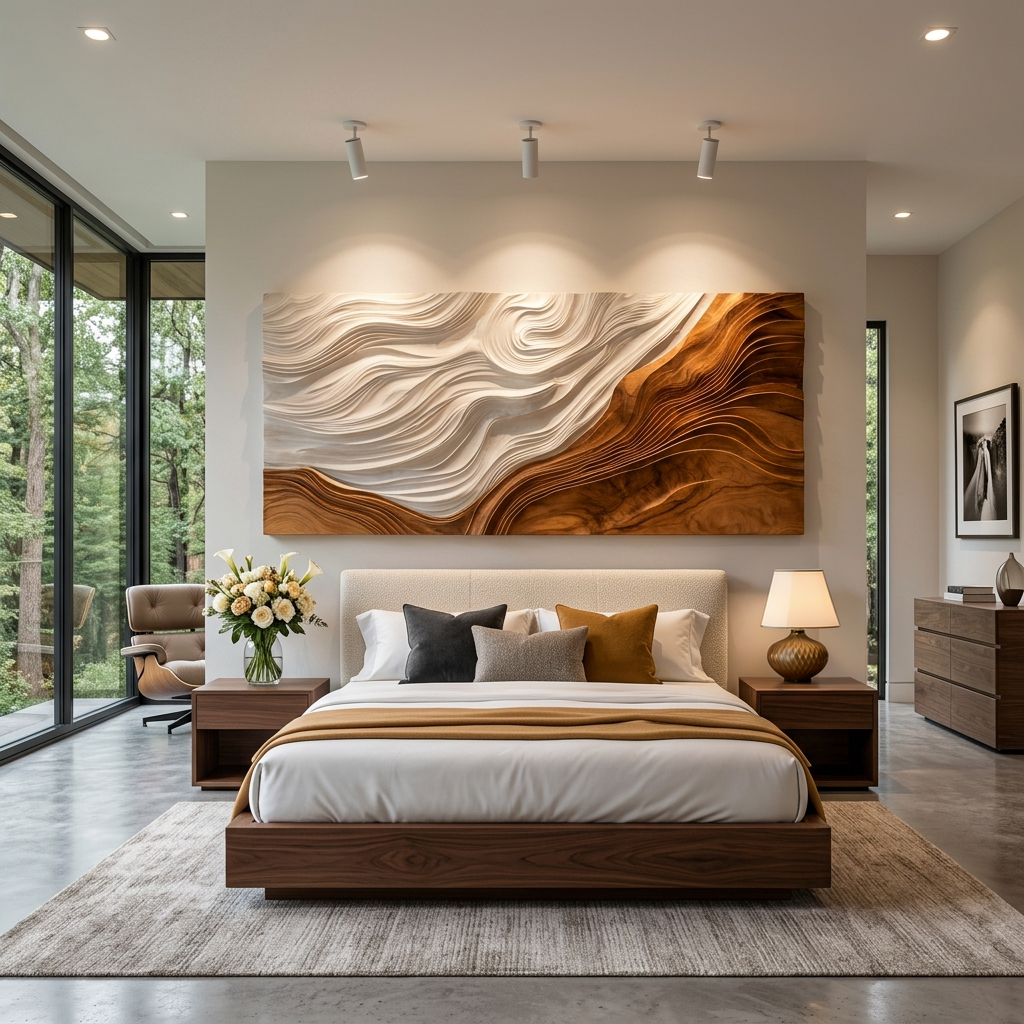 Contemporary Wooden Wave Wall Art For Wall Decor