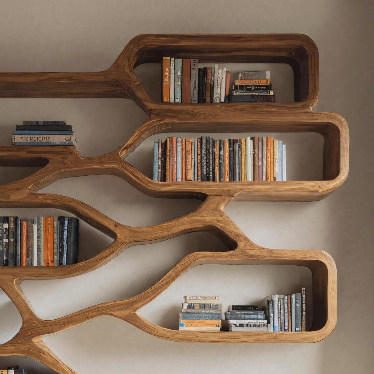 Modern Sculpted Bookcase For Living Room