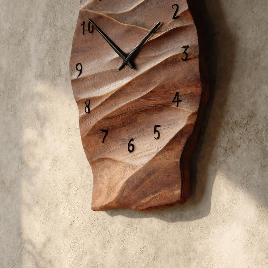 Organic Natural Grain Art Wall Clock For Living Room
