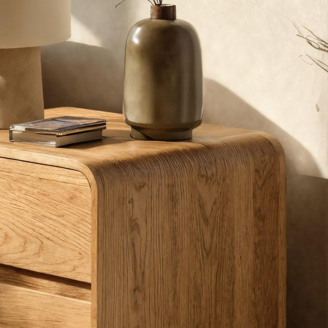 Modern Nightstand With Rounded Edges For Bedroom