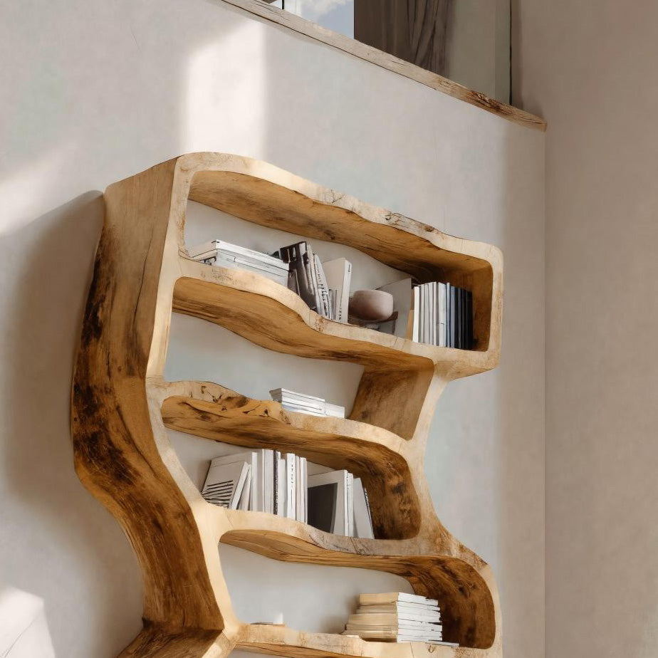 Organic Sculptural Wall Bookcase For Living Room Decor
