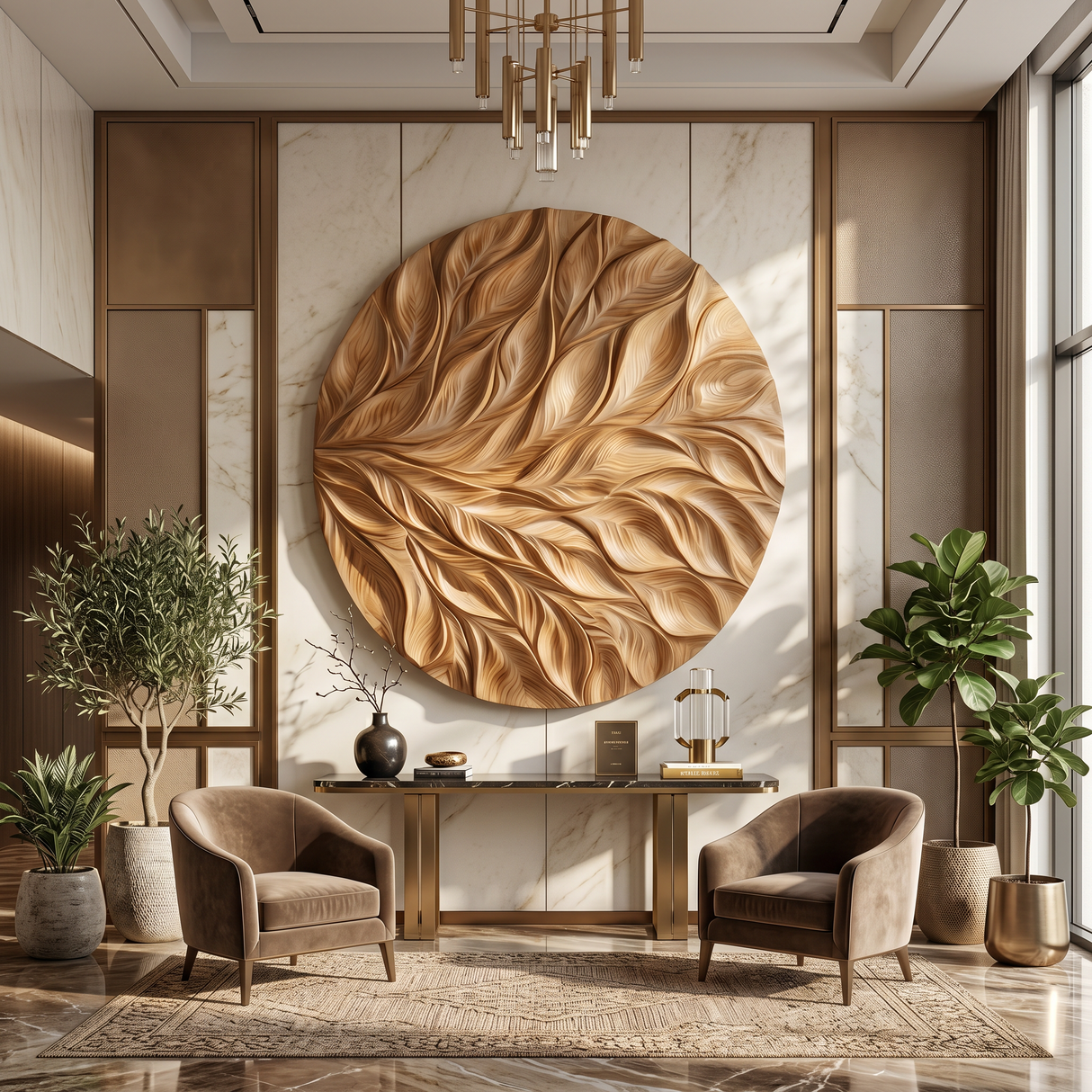 Coastal Wall Art With Flowing Leaf Design For Hallway