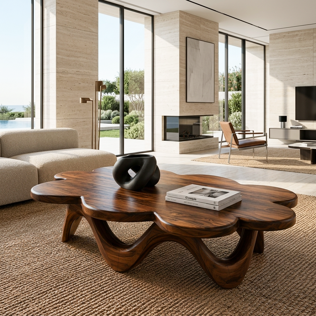 Contemporary Sculptural Flower Coffee Table For Luxury Home