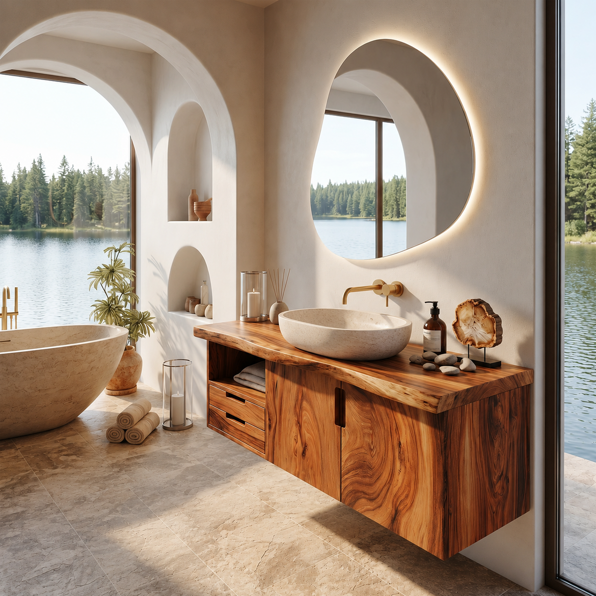 Modern Double Sink Vanity Lake House Bathroom