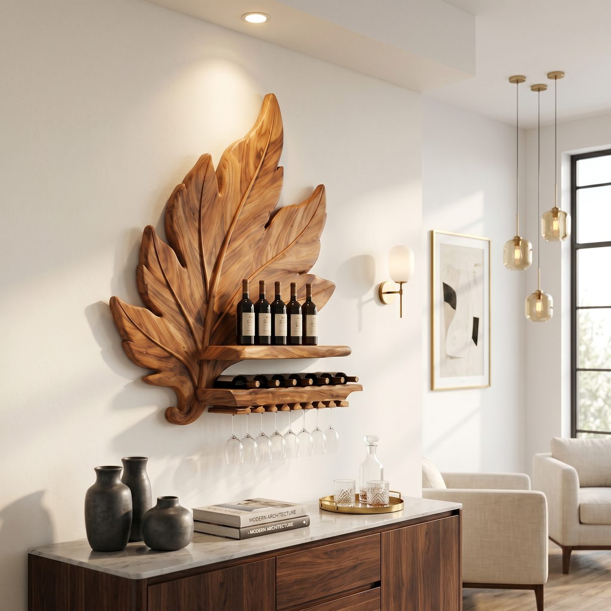 Handcrafted Industrial Wine Display Rack For Dining Room