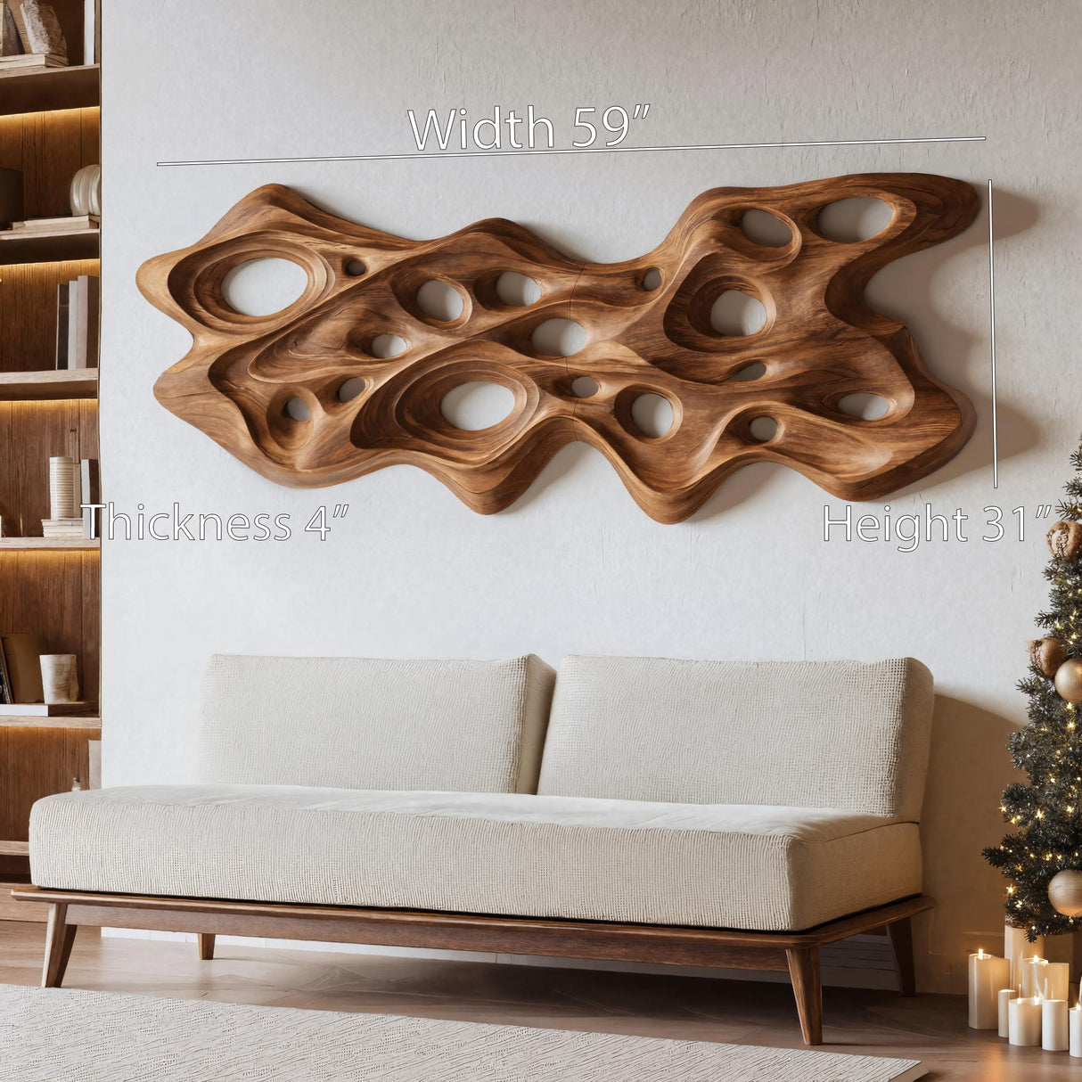 Modern Organic Sculptural Wall Art Panel For Holiday Decoration