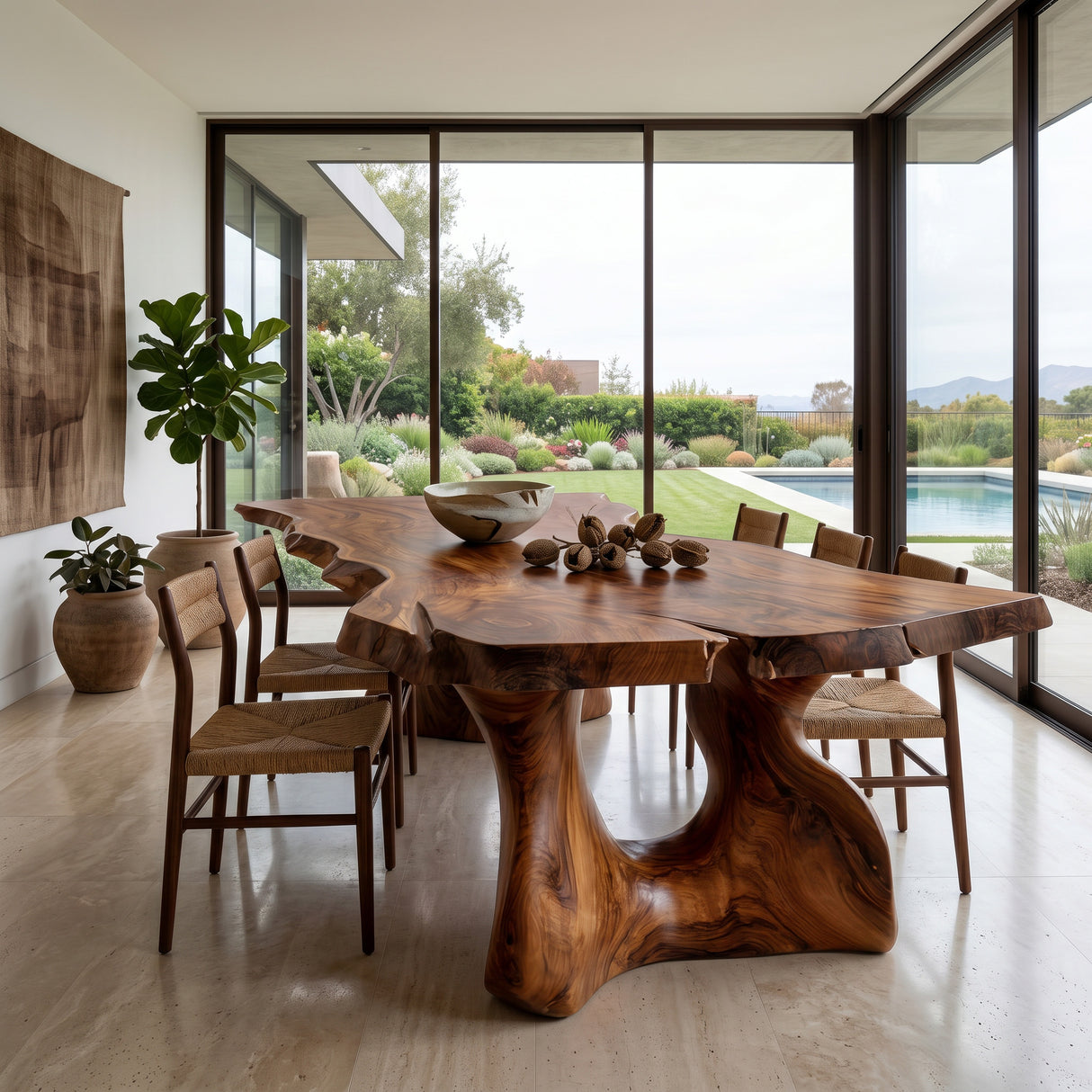 Live Edge Sculptural Dining Table For Modern Dining Room