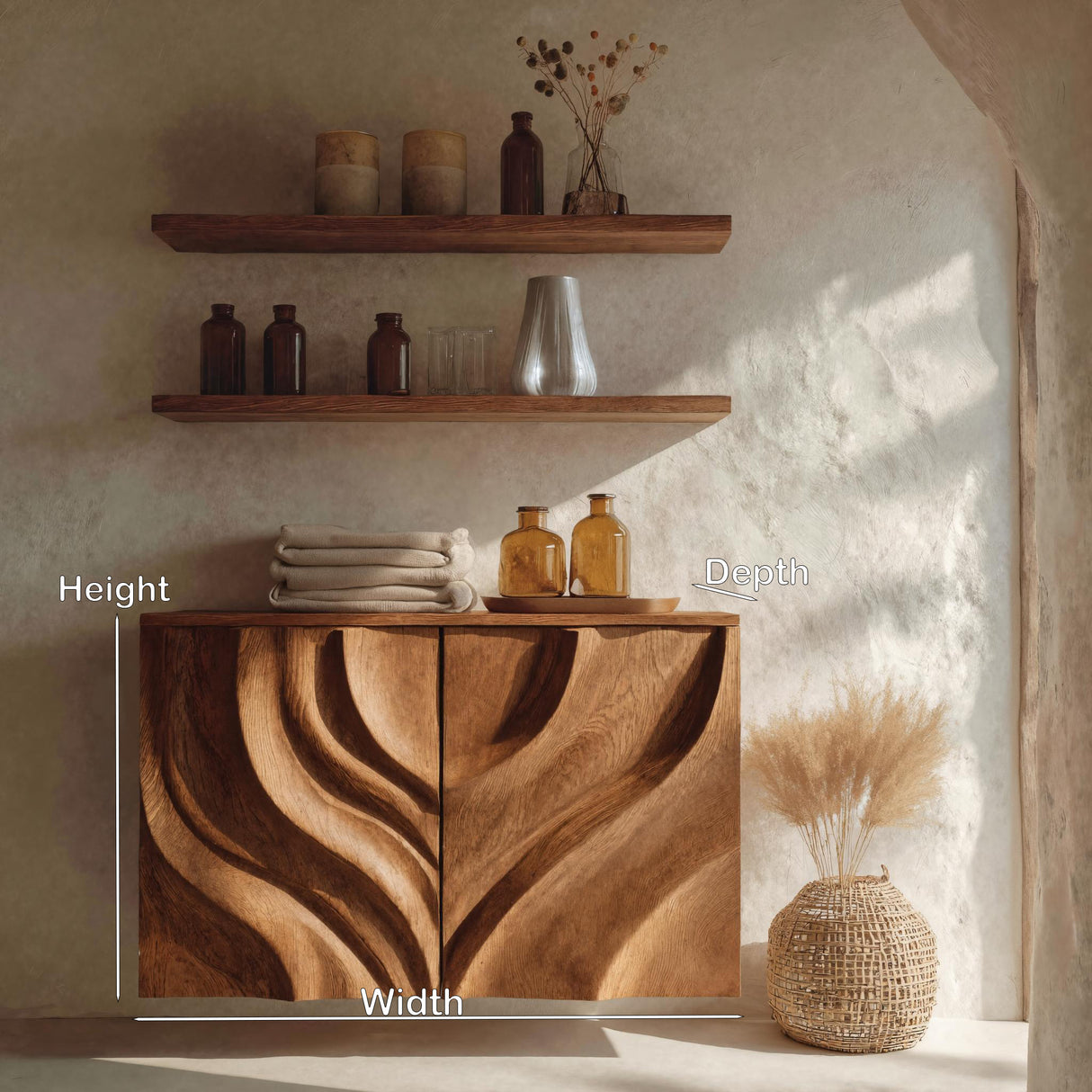 Modern Bathroom Cabinet Symmetrical Carved Doors For Bathroom