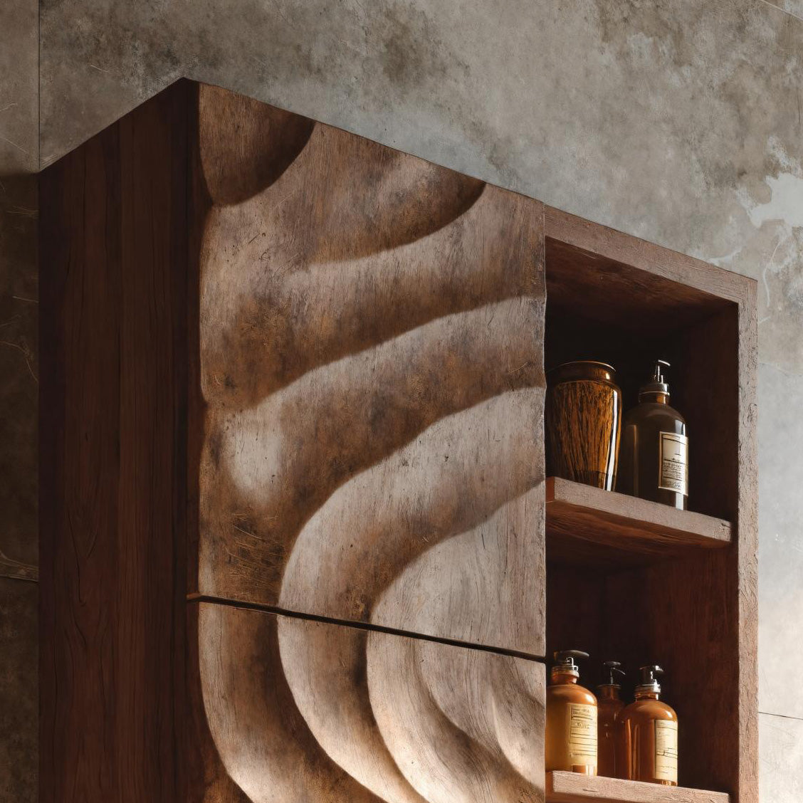 Statement Bathroom Cabinet Wave Doors Design For Modern Bathroom