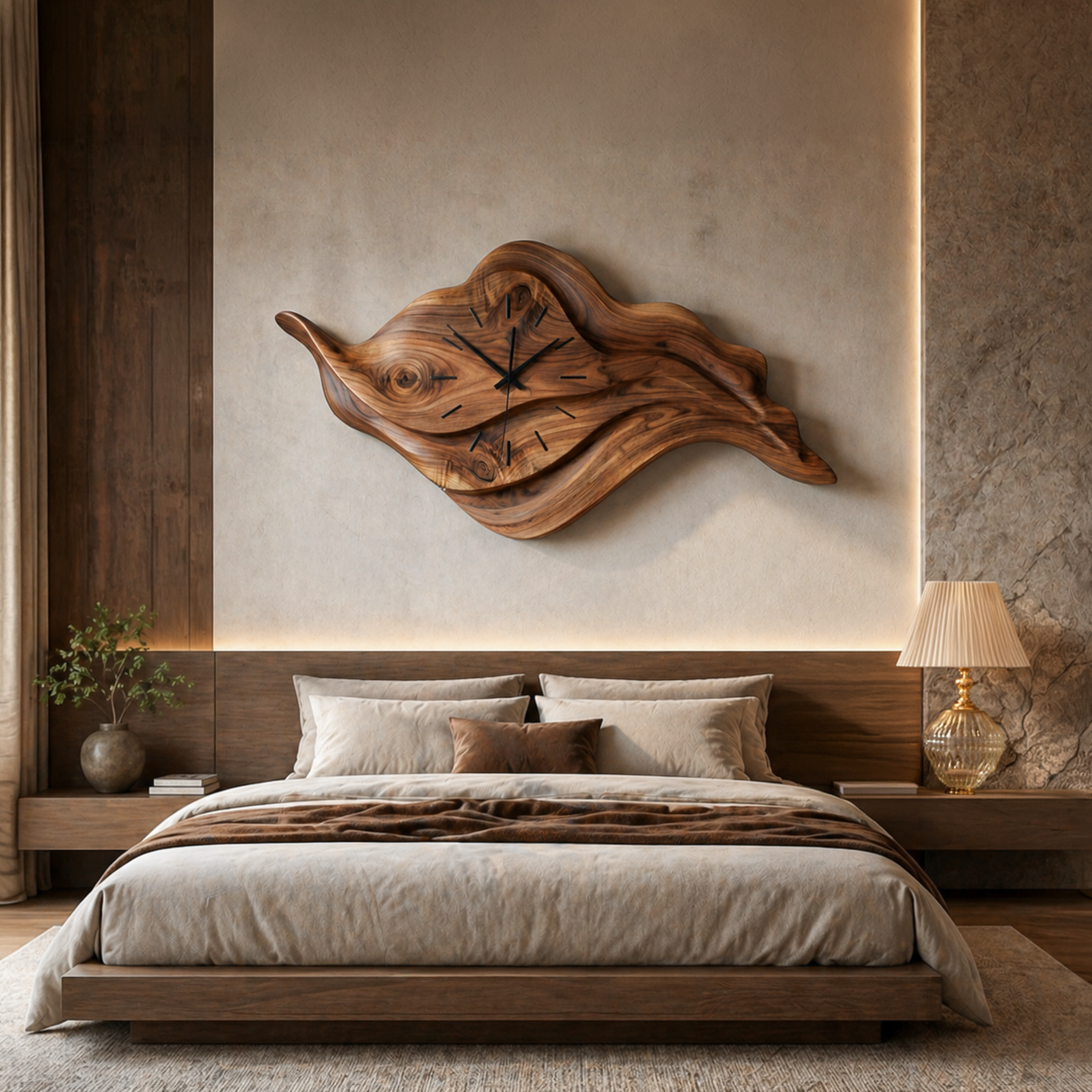 Artistic Sculptural Wooden Clock For Modern Home Office