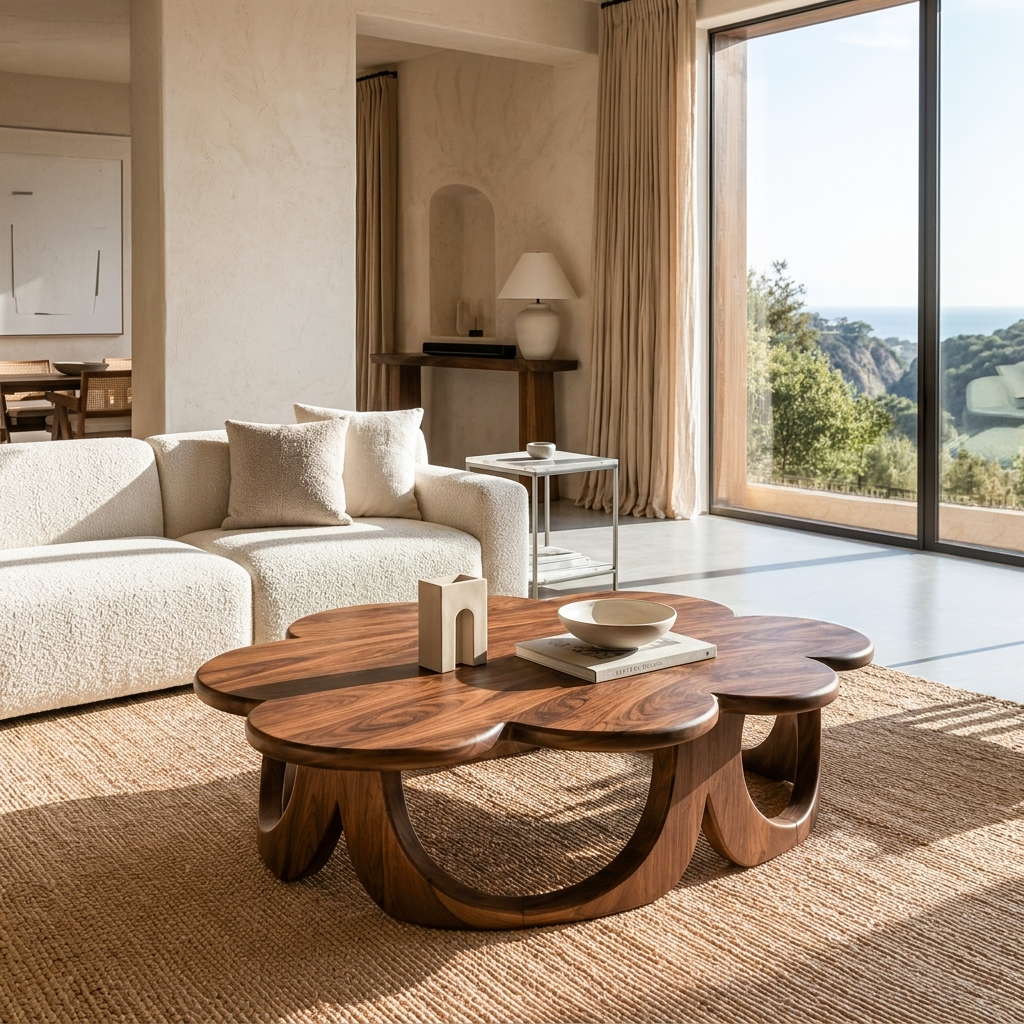 Modern Wooden Floral Coffee Table For Contemporary Home