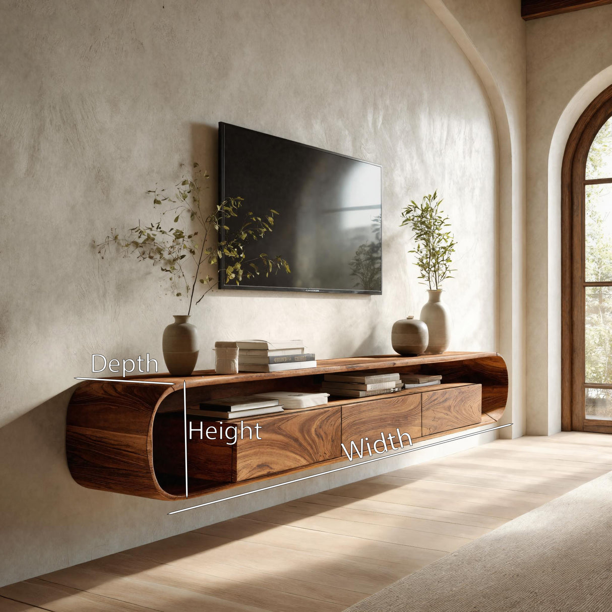Organic Modern Floating TV Console For Living Room