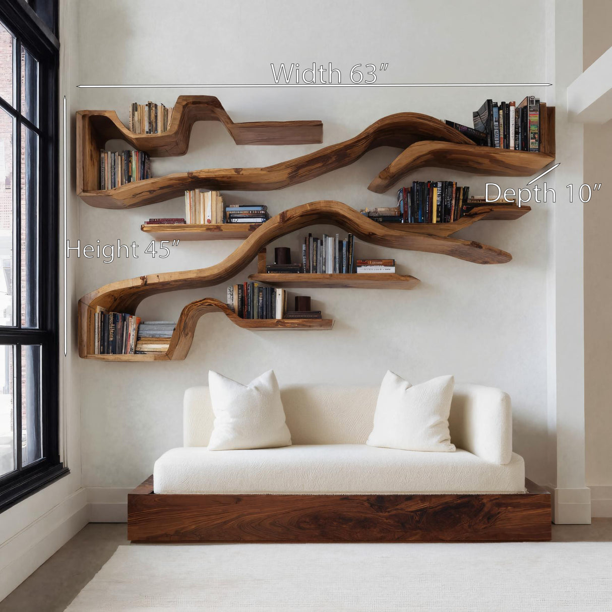 Organic Floating Bookshelf For Living Room Or Study