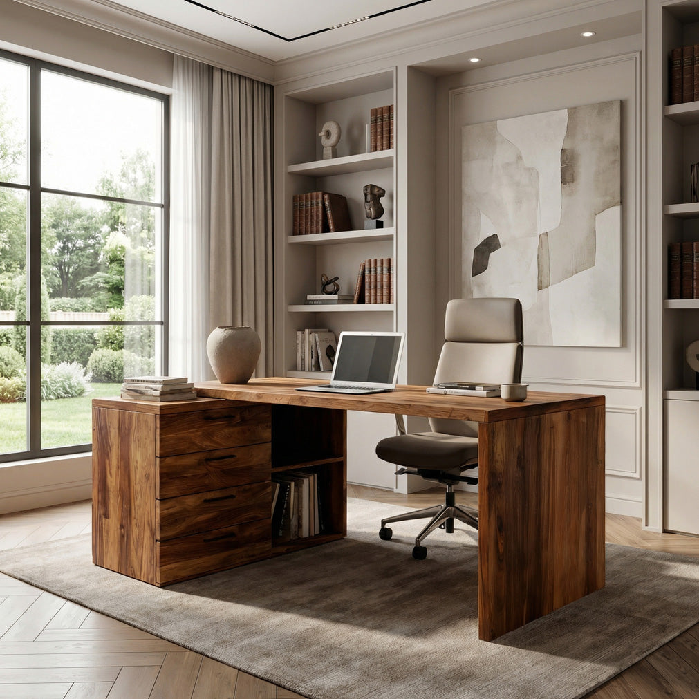 Modern Organic Solid Wood Desk For Home Office