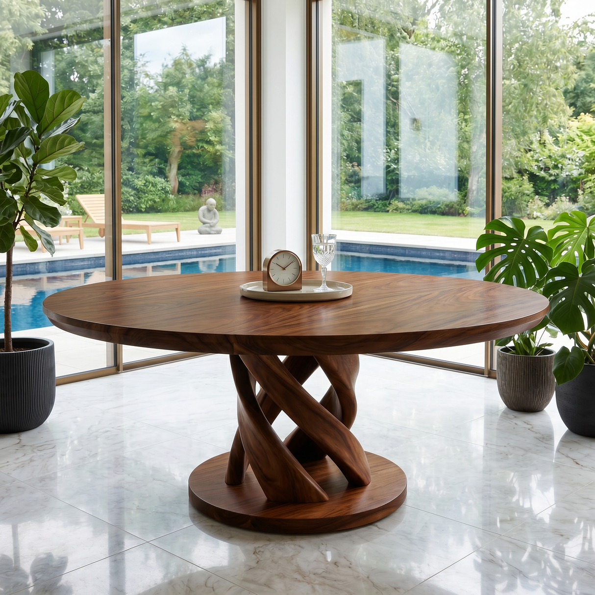 Tropical Round Gathering Table For Luxury Dining Room
