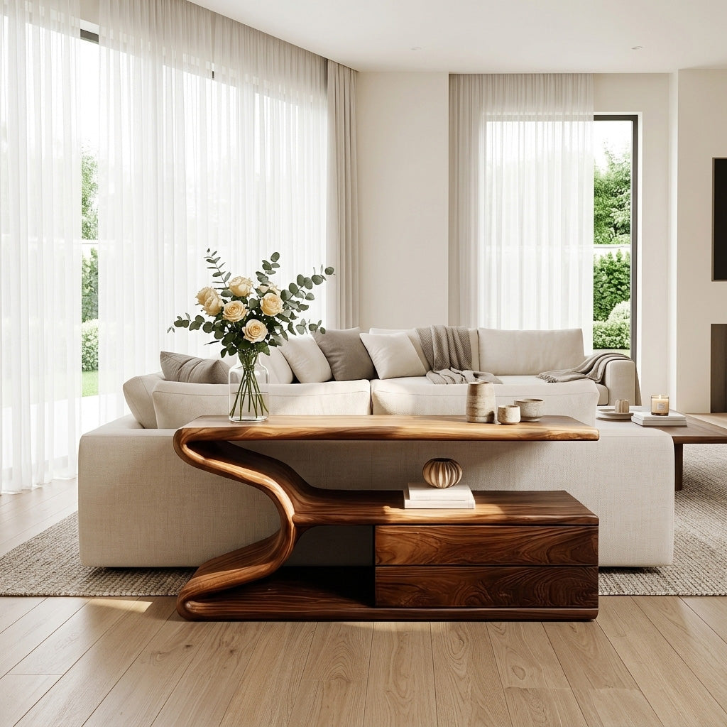 Modern Wooden Console Table With Storage For Statement Living Space