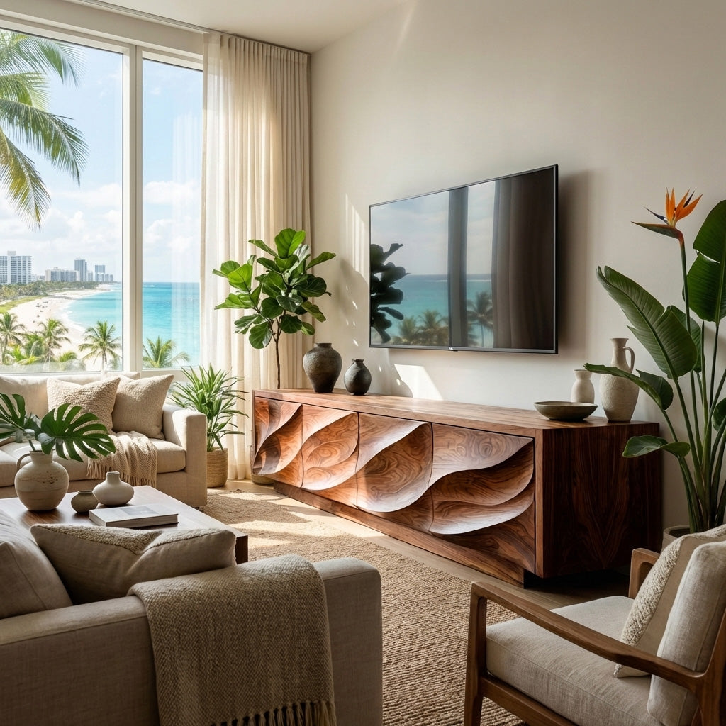 Modern Organic Wood TV Cabinet For Living Room