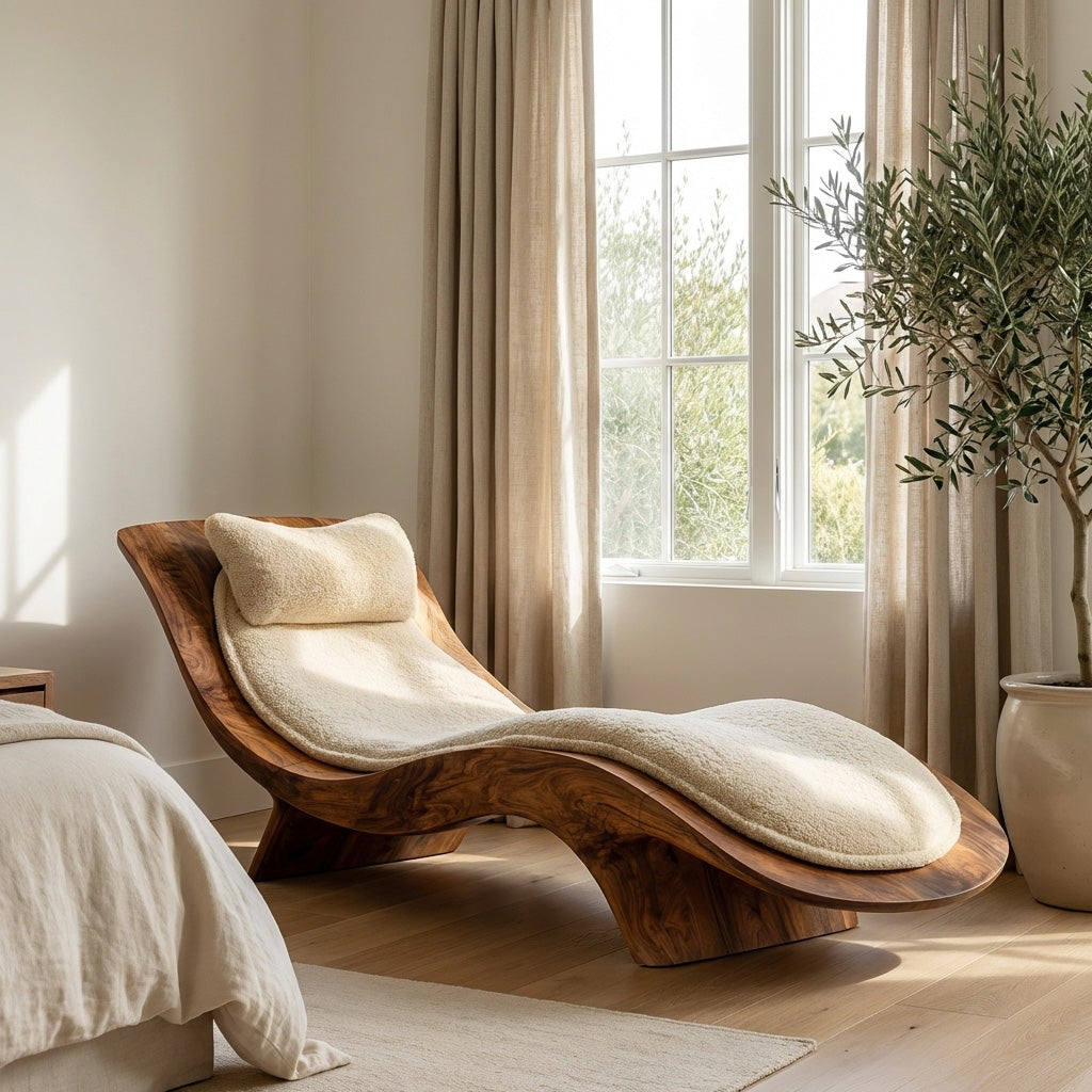 Contemporary Natural Wood Lounge Chair For Living Room