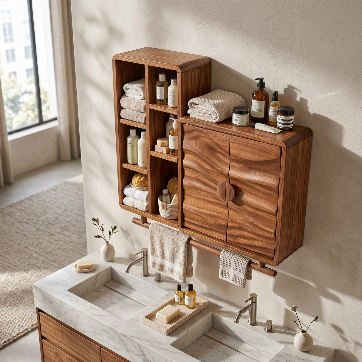 Scandinavian Wave Front Storage Cabinet Guest Suite