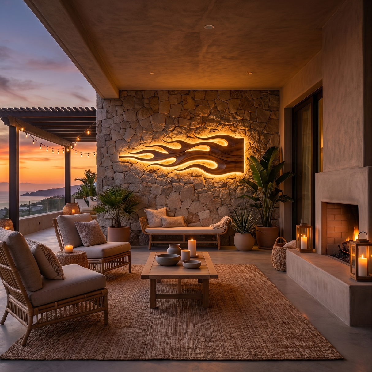 Mid Century Dimensional Wall Decor For Luxury Retreat Interior
