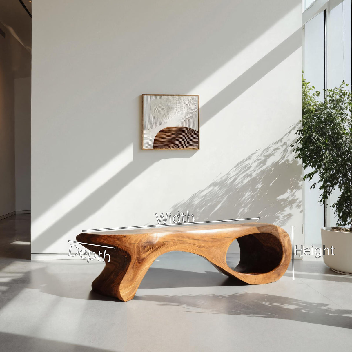 Artistic Sculptural Organic Bench For Entryway Decor