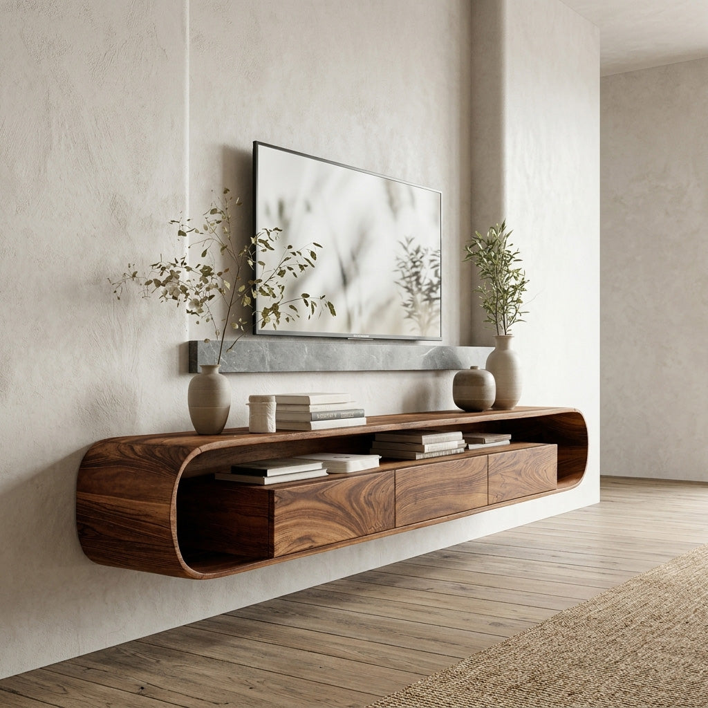Organic Modern Floating TV Console For Living Room