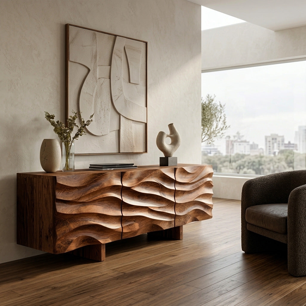 Organic Modern Wood Sideboard For Living Room