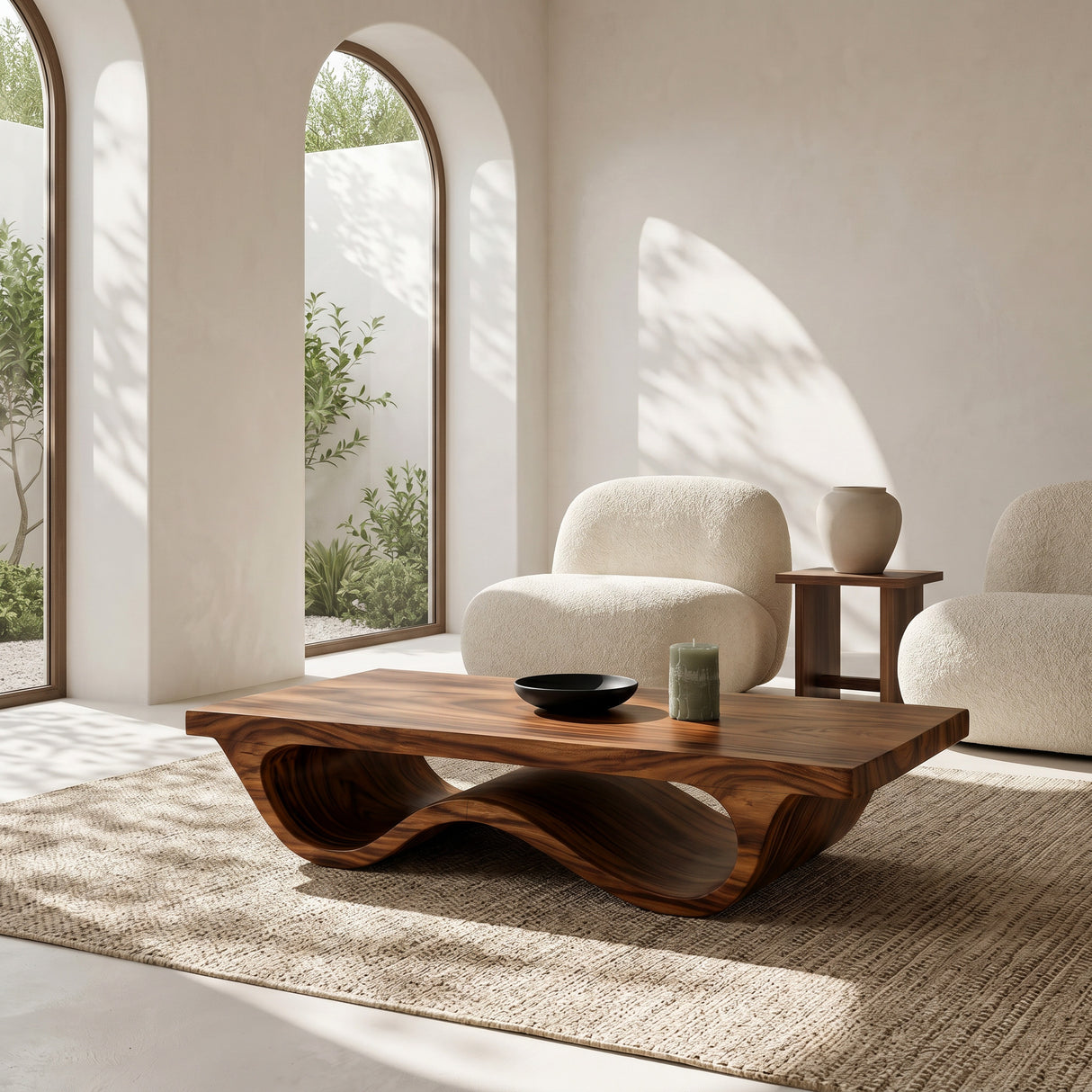 Contemporary Coffee Table Curved Leg Design For Living Room