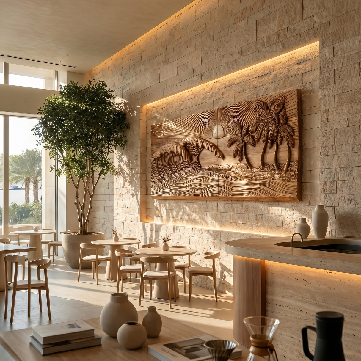 Tropical Beach Wood Wall Decor For Modern Coastal Living Space