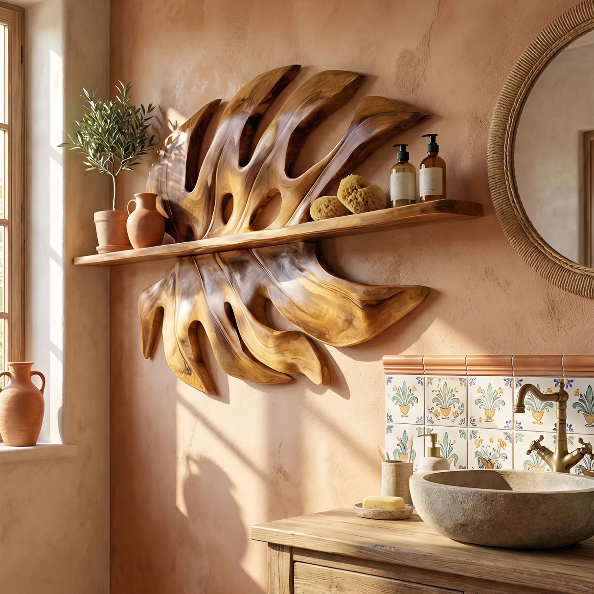 Mid Century Wall Shelf For Kitchen Pantry Storage
