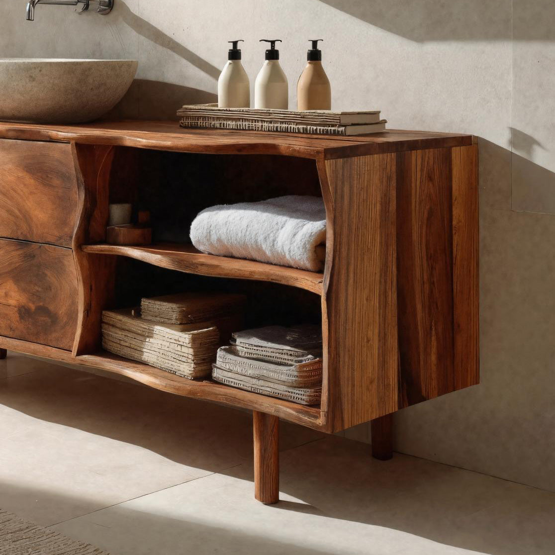 Contemporary Bathroom Vanity Sculpted Waves Front For Bathroom
