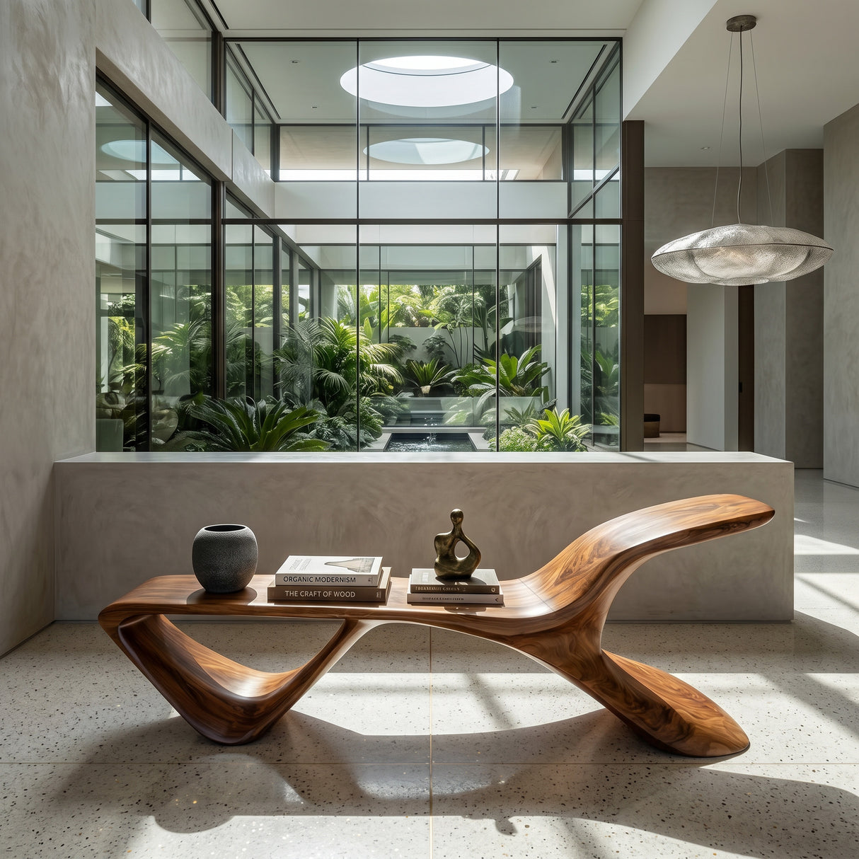Organic Modern Curved Bench For Living Room Or Entryway