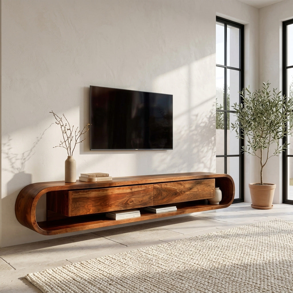 Organic Floating Sculptural TV Console For Living Room