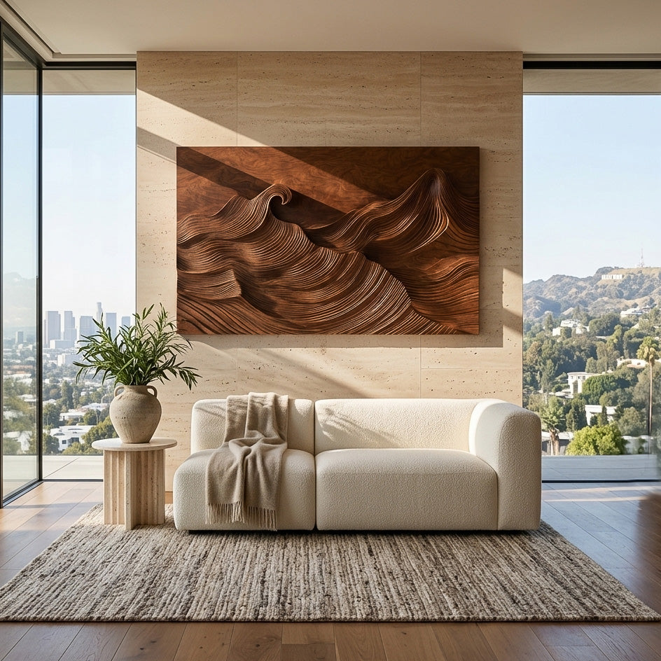 Organic Modern Wave Wood Wall Art For Wall Decor