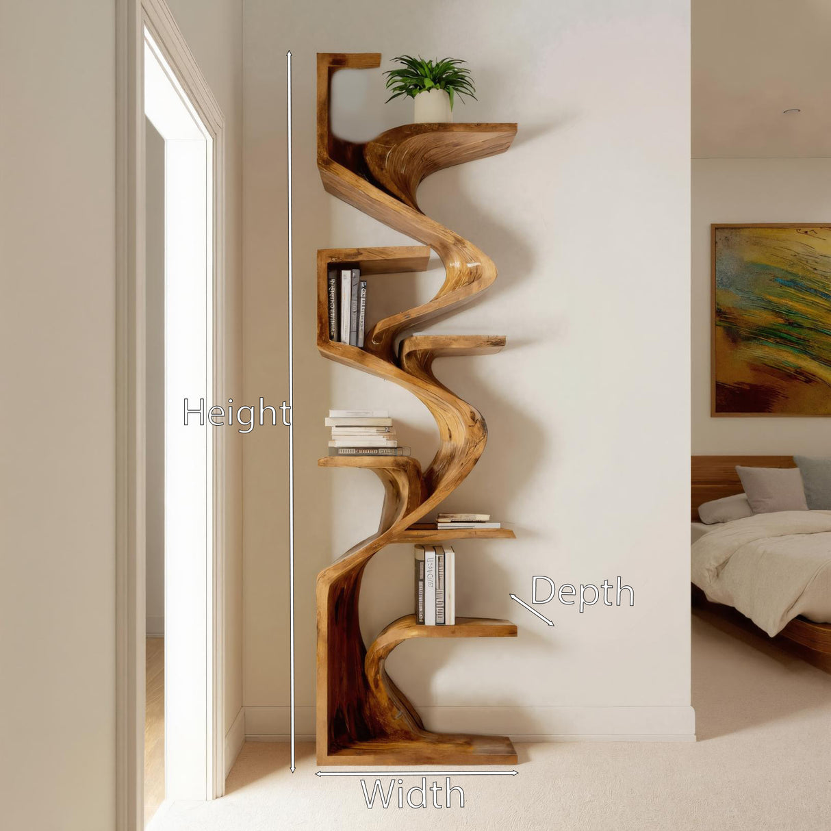 Handcrafted Sculpted Bookshelf For Living Room