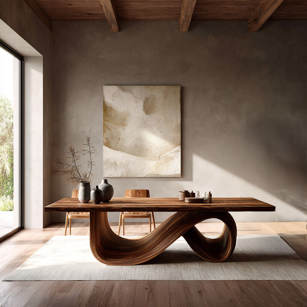 Modern Dining Table With Infinity Curve Base For Luxury Dining