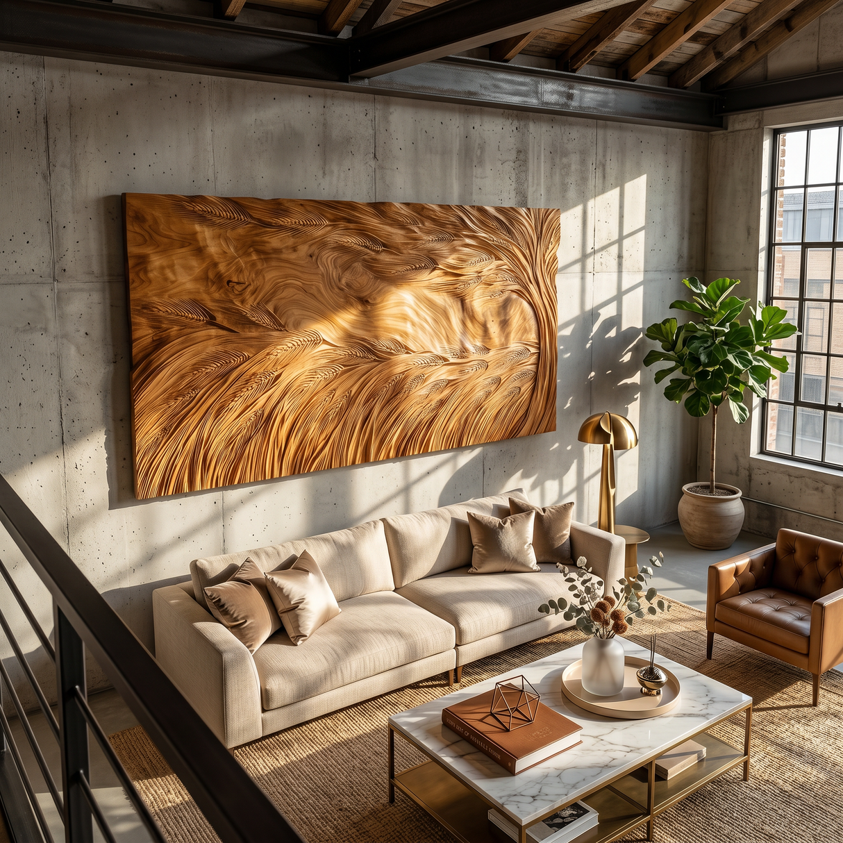 Sculptural Wall Art With Wave Texture For Living Room